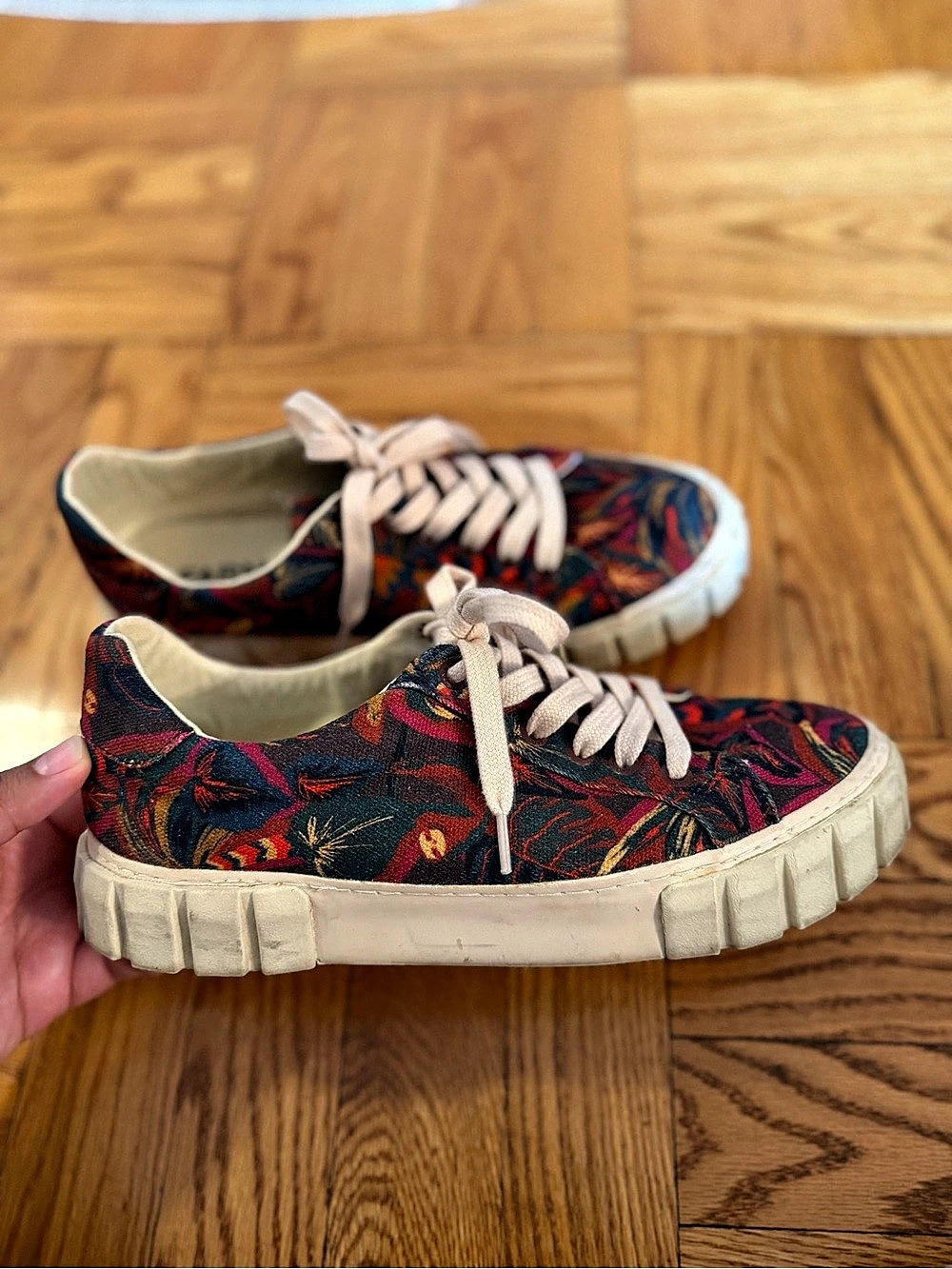 Farm Rio Tropical Party Canvas Platform Sneaker Sneakers Blue & Red EU 40